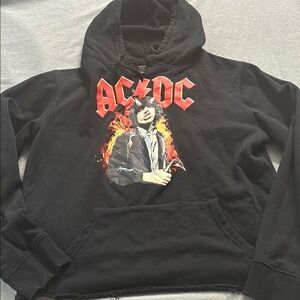 AC/DC Black cropped Graphic Hoodie